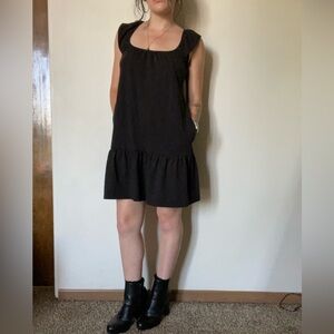 Gap Black Dress with Cross Back Ruffle Straps